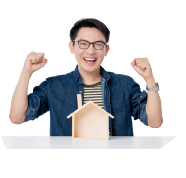 Happy person cheering wellness