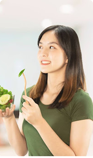 Healthy woman with vegetables